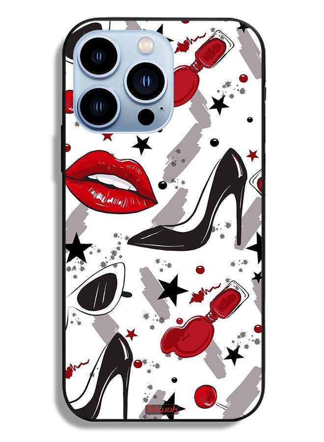 Tolwak Apple iPhone 13 Pro Protective Case Lipstick And Shoes Art - Image 2