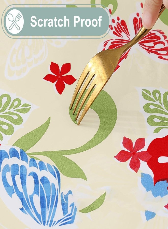 misaya Rectangle Waterproof Vinyl Table Cloth, Wipeable Tablecloth with Flannel Backing, Plastic Table Cover for Dinner, Picnic, Indoor and Outdoor (Butterfly, 60" x 84") - Image 4