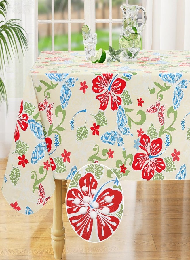misaya Rectangle Waterproof Vinyl Table Cloth, Wipeable Tablecloth with Flannel Backing, Plastic Table Cover for Dinner, Picnic, Indoor and Outdoor (Butterfly, 60" x 84") - Image 1