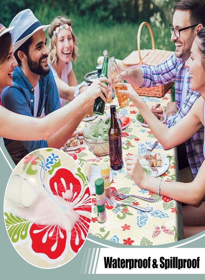 misaya Rectangle Waterproof Vinyl Table Cloth, Wipeable Tablecloth with Flannel Backing, Plastic Table Cover for Dinner, Picnic, Indoor and Outdoor (Butterfly, 60" x 84") - Image 2
