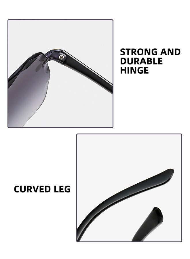 Frameless Chamfered Sunglasses | Uv400 Professional-Grade All-Around Protection | Gradient Sunglasses, Gold Frame, Double Gray - Image 4