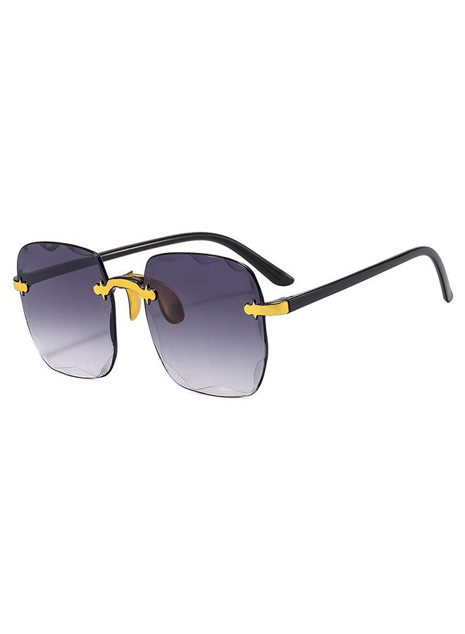 Frameless Chamfered Sunglasses | Uv400 Professional-Grade All-Around Protection | Gradient Sunglasses, Gold Frame, Double Gray - Image 1