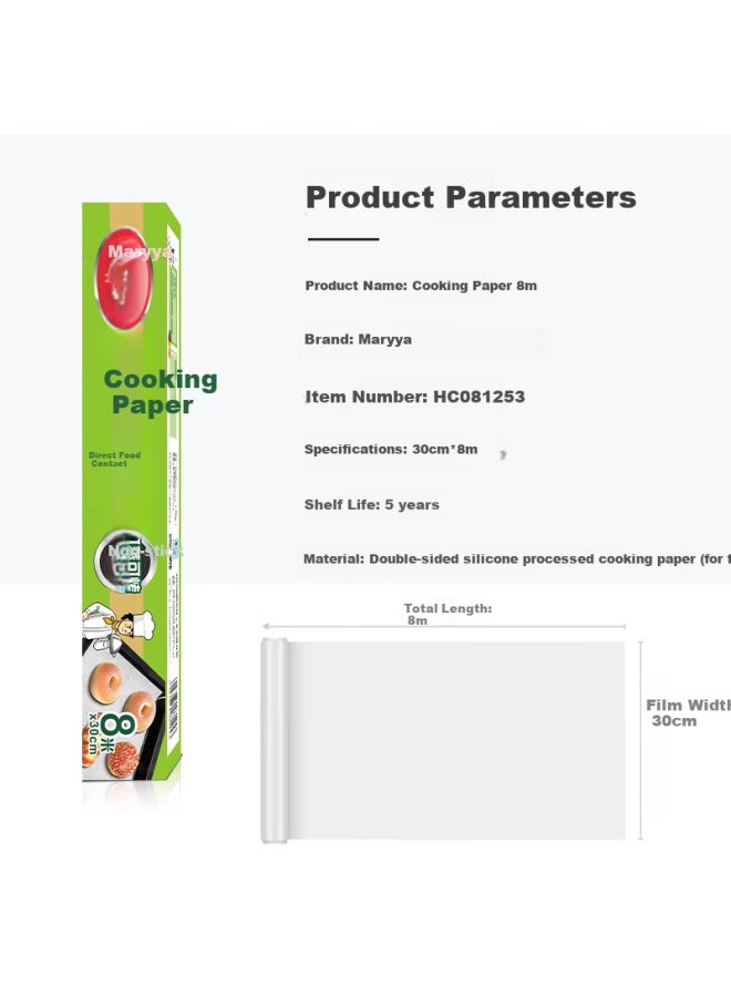 Maryya Oven Special Paper 30cm*8m For Roasting, Baking, Air Fryer, Baking Pan, Silicone Oil Paper Pad, Bbq Oil Absorption - Image 1