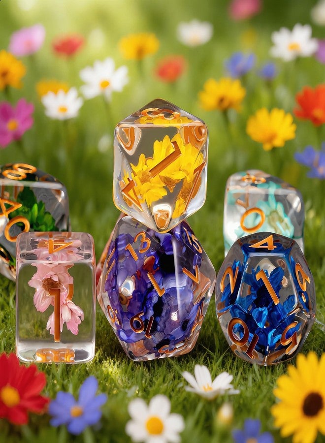 weyano Resin D&D Dice Set, Flower Polyhedral Dice for Dungeons and Dragons, RPG, MTG DND 7-DIE (D4, D6, D8, D10, D12, D20, D%) for Ages 15 and Up - Image 4