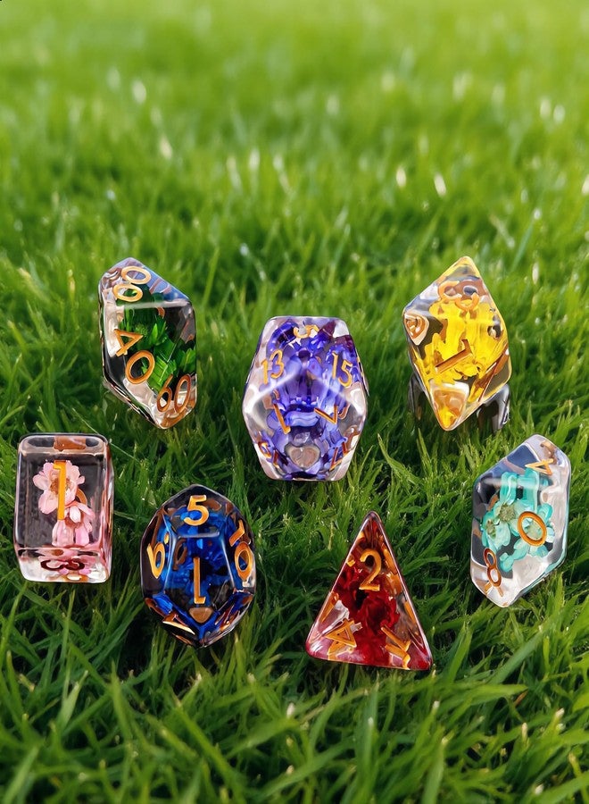 weyano Resin D&D Dice Set, Flower Polyhedral Dice for Dungeons and Dragons, RPG, MTG DND 7-DIE (D4, D6, D8, D10, D12, D20, D%) for Ages 15 and Up - Image 5