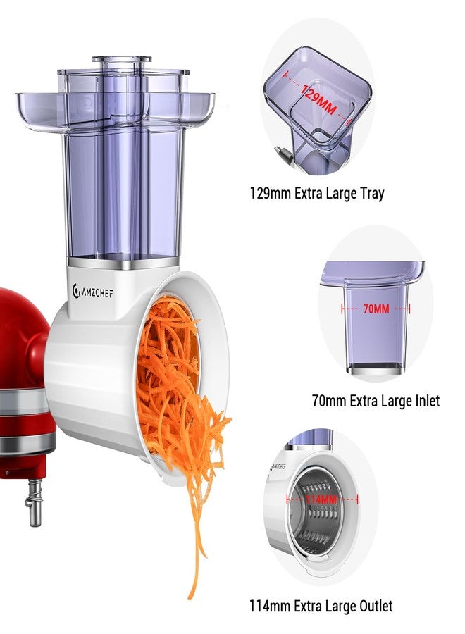 amzchef Slicer Shredder Accessories for KA Mixer, with 2.8IN Large Feed Chute, Oversized Cheese Grater Accessories with 4 Food Grade Blades, 304 Stainsless Steel, Dishwasher Safe - Image 2