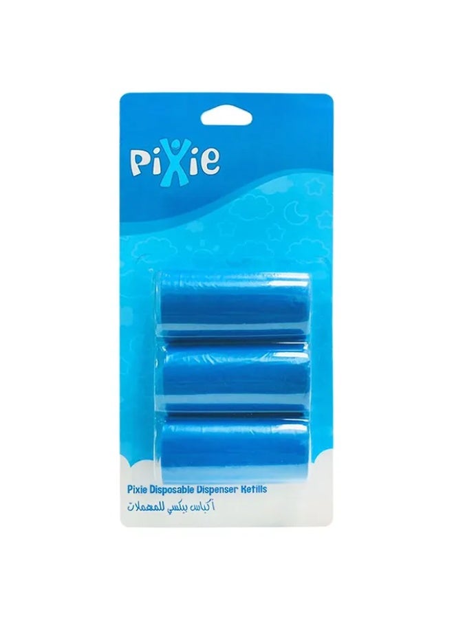 Pixie Disposable Dispenser Refill (Blue) 3 pcs refill rolls