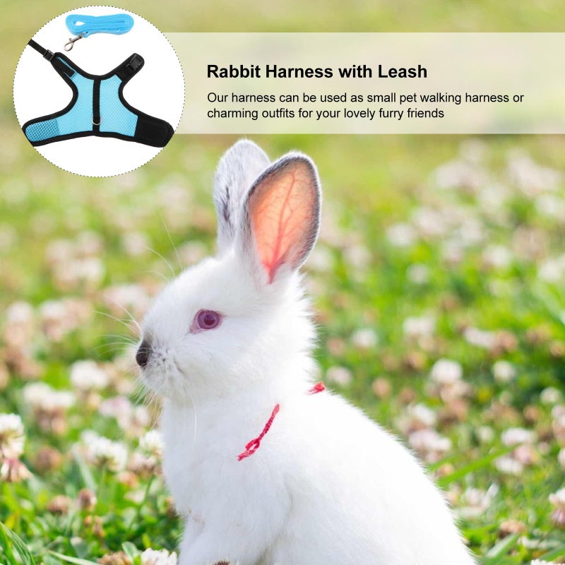 Small Pet Harness And Leash Set For Rabbits Guinea Pigs Ferrets Size S Rose Red Light Blue Pink - Image 3