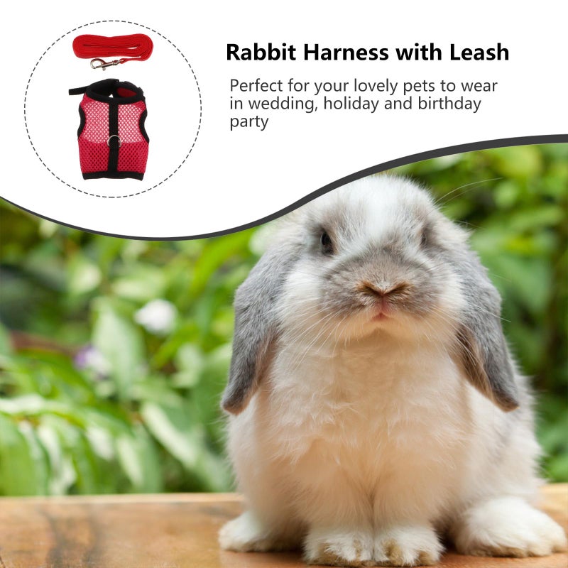 Small Pet Harness And Leash Set For Rabbits Guinea Pigs Ferrets Size S Rose Red Light Blue Pink - Image 5
