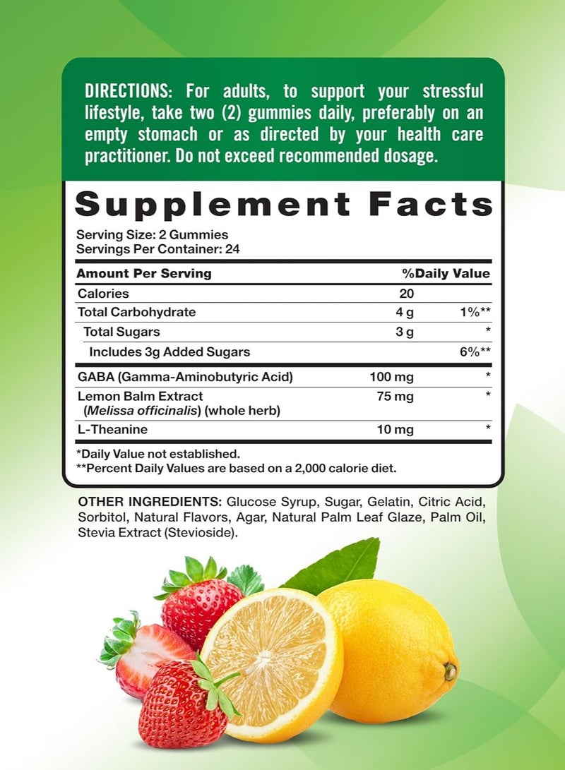 نايتشورز تروث ناتشرز تروث‏, لدعم الإجهاد + حمض أميني-أمينوبيوتيريك ، ل-ثيانين ، ليمون طبيعي وفراولة ، 48 علكة - Image 3