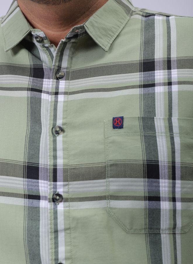 HARDSODA Men Plus Size Regular Fit Checkered Cutaway Collar Full Sleeves Casual Shirt - Image 5