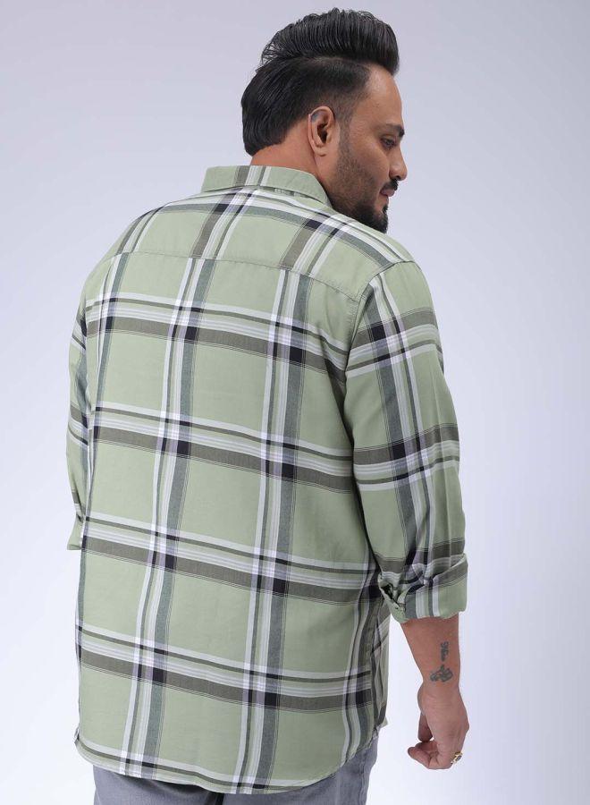 HARDSODA Men Plus Size Regular Fit Checkered Cutaway Collar Full Sleeves Casual Shirt - Image 2