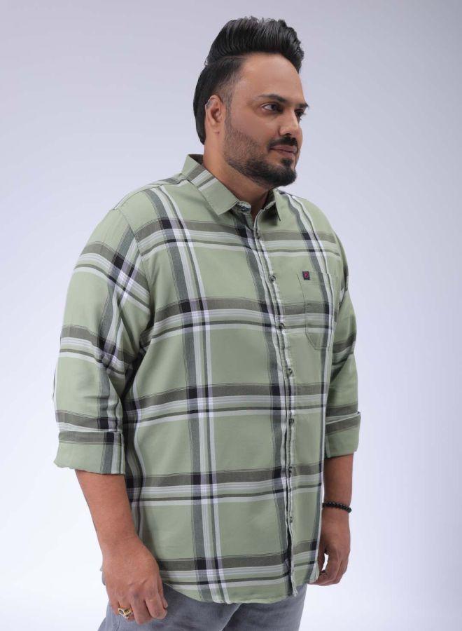 HARDSODA Men Plus Size Regular Fit Checkered Cutaway Collar Full Sleeves Casual Shirt - Image 4