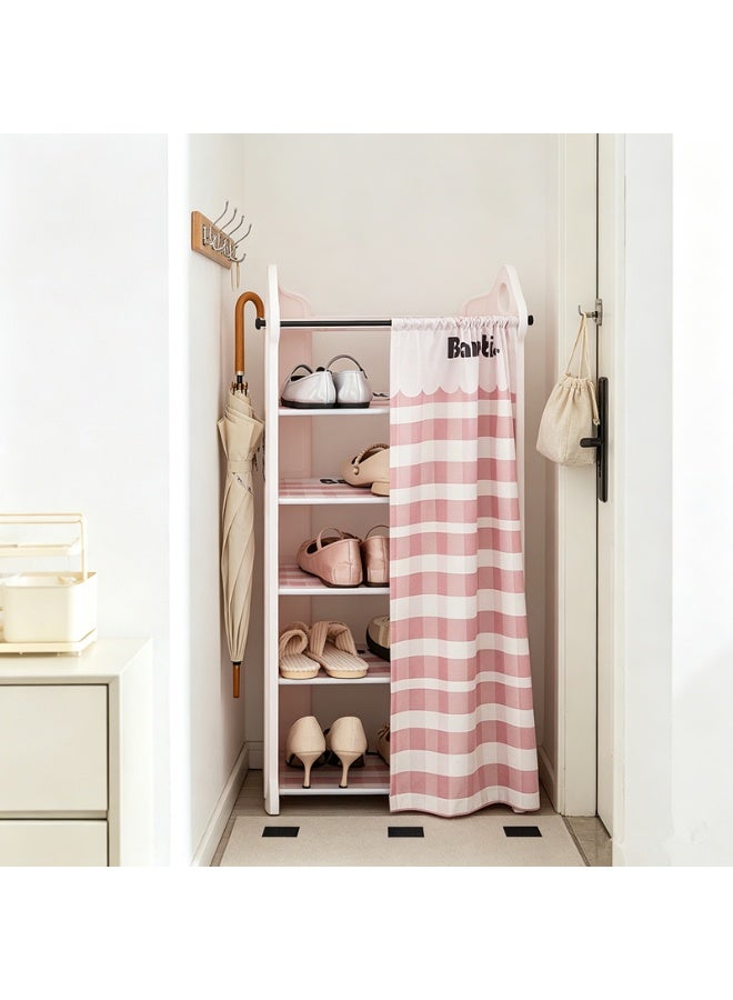 Golden 5-Layer Dust-Proof Shoe Rack With Curtain, Household Multi-Layer Simple Door Storage Rack, Girly Style, Space-Saving Shoe Cabine（54*28*78cm） - Image 5