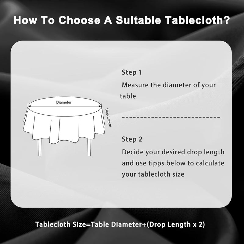 DWCN Black Round Tablecloth, 160 cm, Stain Protection, Washable Table Linen, Waterproof Tablecloth for Dining Room, Garden, Party, Weddings or Home - Image 5