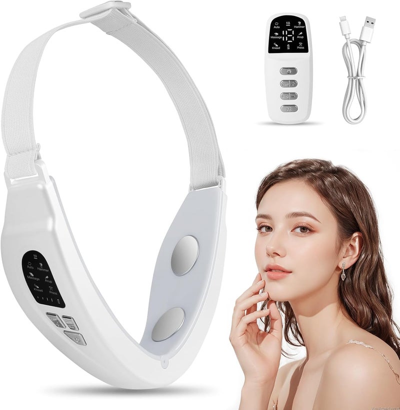 VFace Shaping MassagerLED Face Sculpting DeviceMicrocurrent Facial Massager ElectricJawline Exerciser with 51 Modes for Skin TighteningEMS Skin Toning Firming for Women and Men