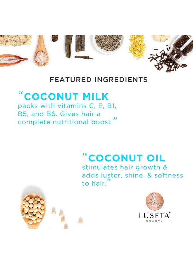 L LUSETA Luseta Coconut Milk Conditioner Nourishing & Moisturizing Hair Sulfate & Paraben Free Keratin & Color Safe 16.9Oz Each - Image 3