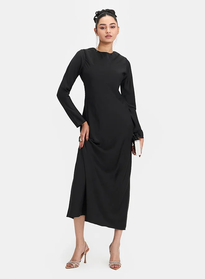 Virgio  VIRGIO Satin Stylised Back Maxi Gown for Women | Best Price UAE