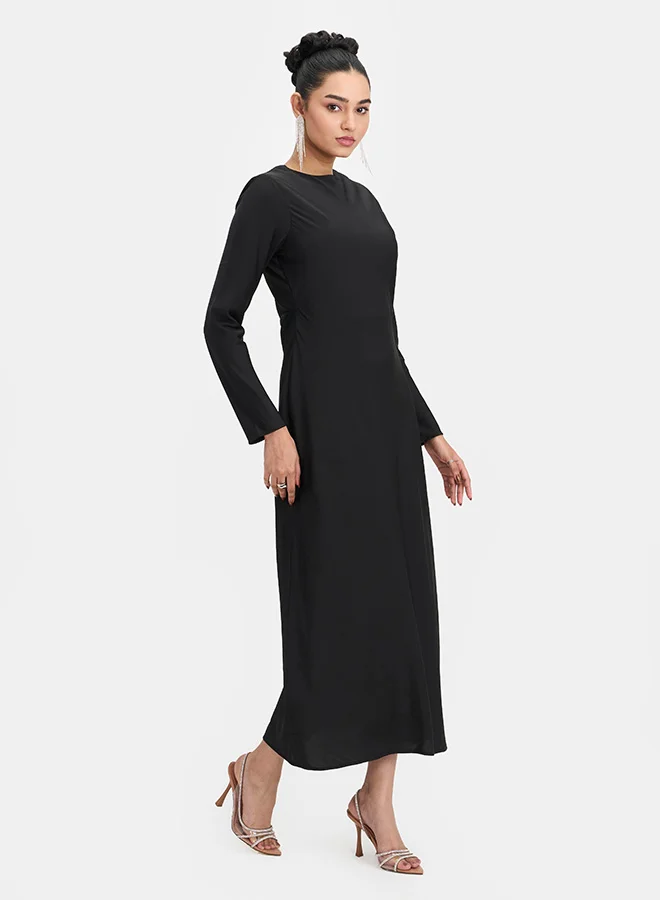 Virgio  VIRGIO Satin Stylised Back Maxi Gown for Women | Best Price UAE
