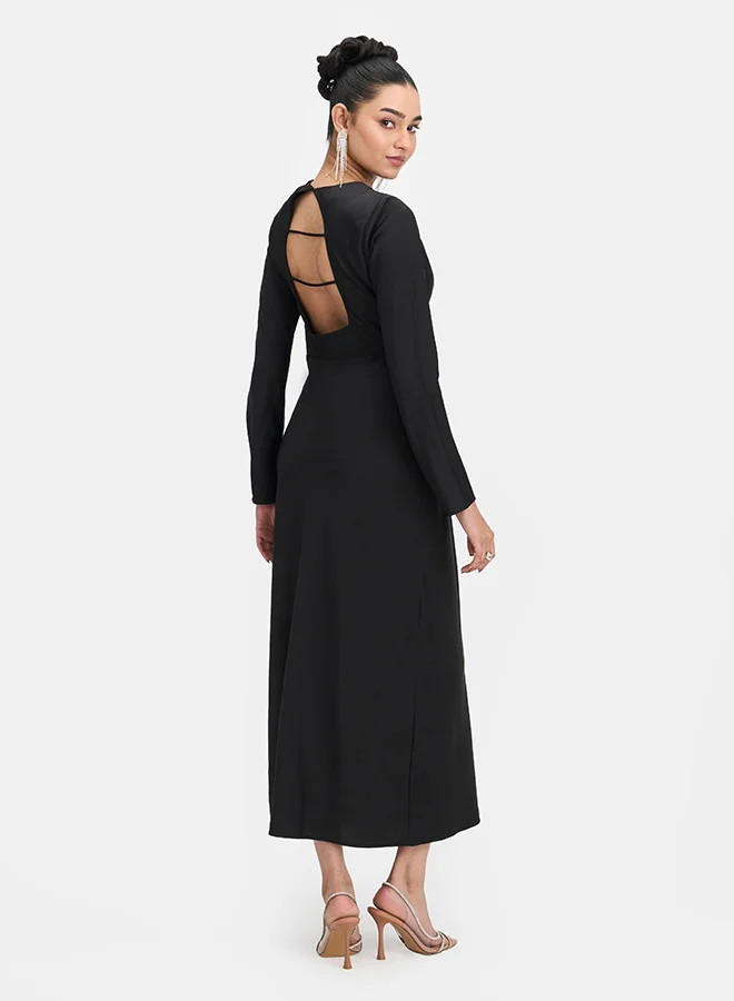 Virgio  VIRGIO Satin Stylised Back Maxi Gown for Women | Best Price UAE