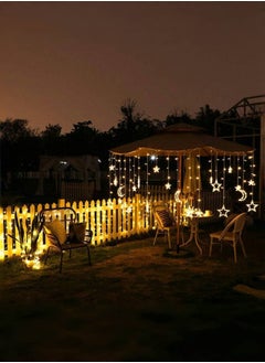 تيوكس رمضان ستارة القمر والنجوم للديكور في شهر رمضان، طول 3.5 متر، أضواء رمضان مزينة، أضواء نافذة القمر والنجوم، أضواء سلسلة LED بثمانية أنماط وامضة، تصميم نجوم وقمر للديكور.  - Image 5