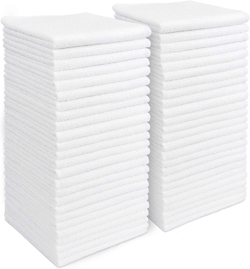 كاست ويف قطعة قماش تنظيف من الألياف الدقيقة بيضاء 50 حزمة، مناشف من الألياف الدقيقة للسيارات، خرق خالية من الوبر، قطعة قماش للغبار للمطبخ، خرق البار للتنظيف، قطعة قماش للغسيل، قطع قماش للأطباق بيضاء، 9.2 × 7.2 بوصة - Image 1