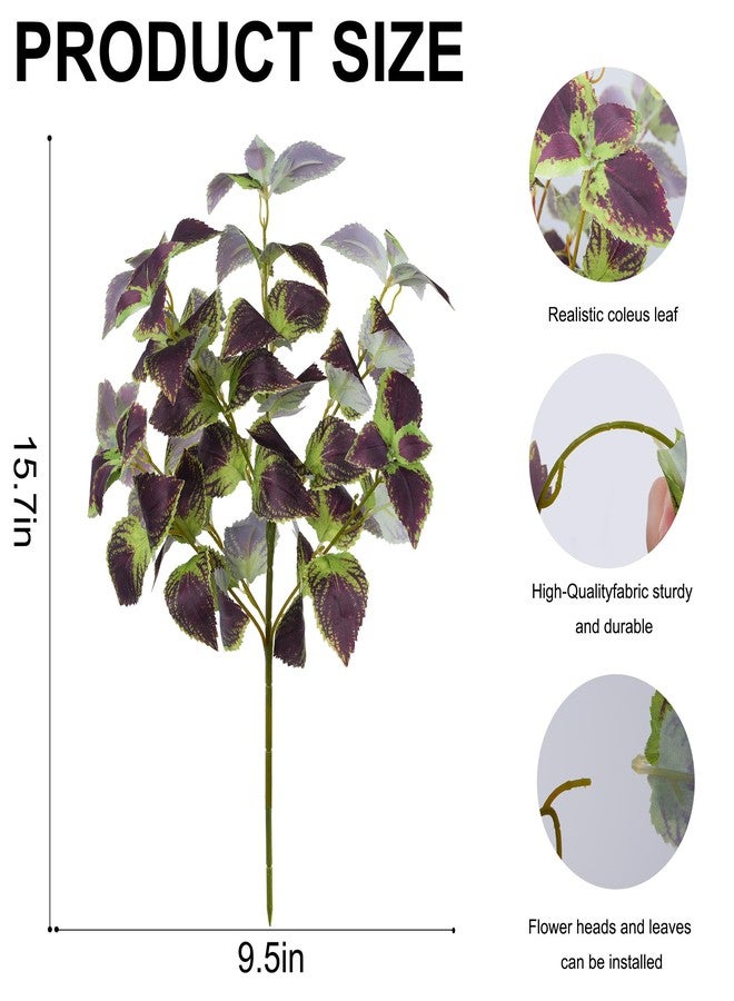 florisso Artificial Greenery Plants Outdoor, 5 Pcs Faux Coleus Plants UV Resistant Silk Plants with Stems, Fake Plants for Outside Garden Patio Hanging Planter Pathway Front Porch Decoration(Brown) - Image 2