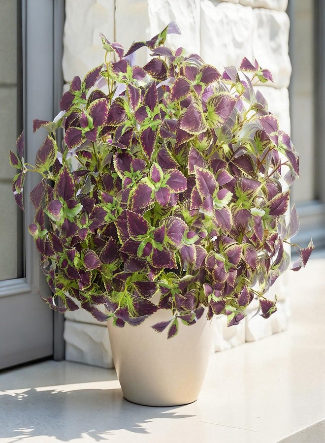 florisso Artificial Greenery Plants Outdoor, 5 Pcs Faux Coleus Plants UV Resistant Silk Plants with Stems, Fake Plants for Outside Garden Patio Hanging Planter Pathway Front Porch Decoration(Brown) - Image 4