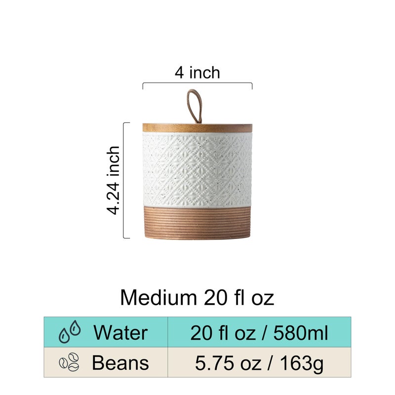 Miamolo Ceramic Jar with Lid, Coffee Canisters with Airtight Lids Kitchen Food Storage Container for Spice Loose Leaf Tea, Small Decorative Jars for Countertop Coffee Bar Accessories - White 20 fl.oz - Image 3