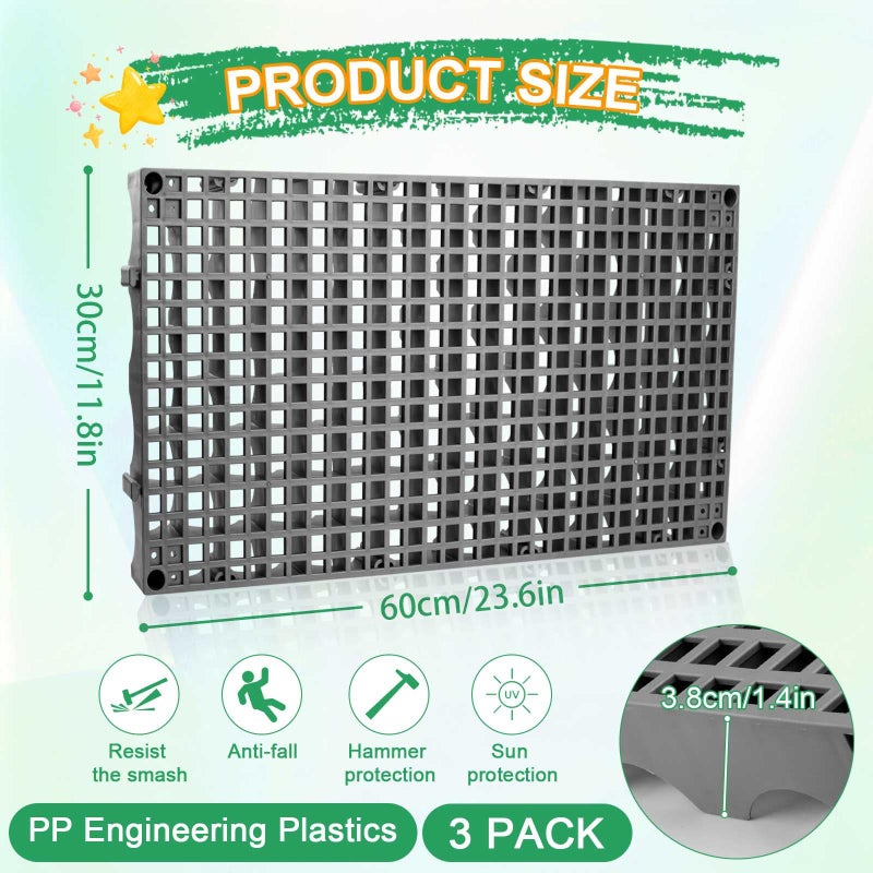 3 Pack Heavy Duty Fountain Basin Grate, 24x 12 Pondless Waterfall Kit, Water Grid for Raised Beds, Rectangular Hide Reservoir Grates for Indoor u0026 Outdoor Ponds, Waterfall Fountains, Water Gardens - Image 2
