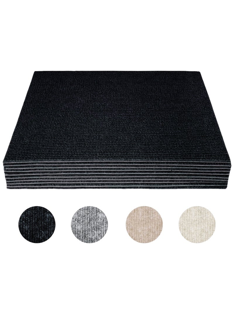 MileMelo - Peel and Stick Carpet Tiles,Self-Adhesive Square Soft Floor Tiles,12inx12in DIY Washable Tiles Carpet,for Bedroom,Dining Room(Size:10pcs,Color:Black) - Image 1