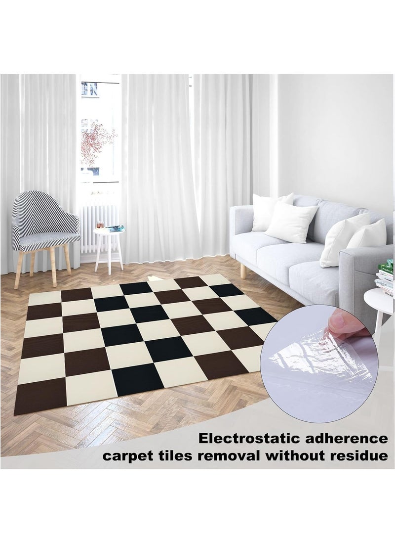 MileMelo - Peel and Stick Carpet Tiles,Self-Adhesive Square Soft Floor Tiles,12inx12in DIY Washable Tiles Carpet,for Bedroom,Dining Room(Size:10pcs,Color:Black) - Image 1
