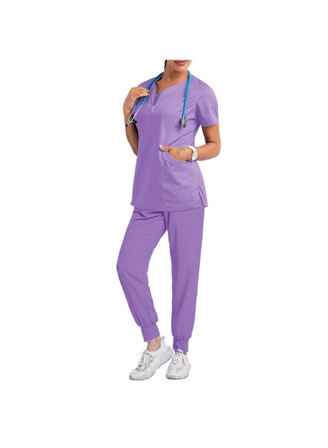 NIBEMINENT Surgical Uniforms Woman Scrub Set Medical Nurse Beauty Salon Workwear Clinical Scrubs Top + Pant Spa Doctor Nursing Tunic Suit - Image 1