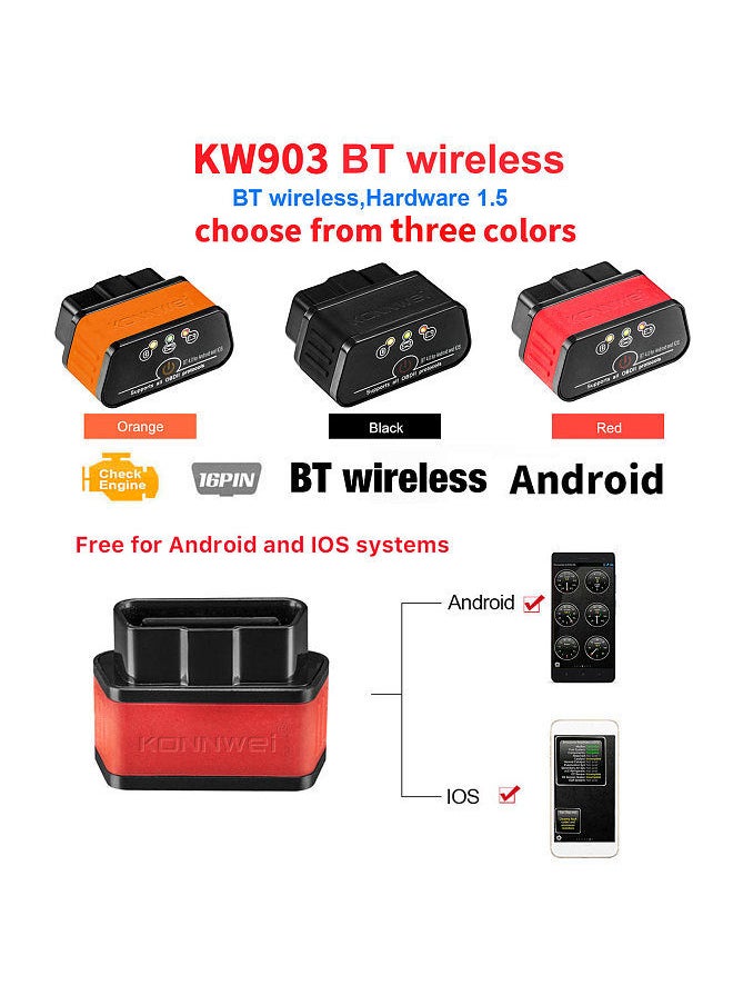 Konnwei Wireless OBD-II Car Auto Diagnostic Scan Tools Car Detector Tester  - Image 2