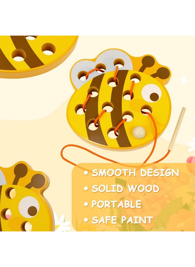 Sealive Wooden Lacing Toys For Toddlers - Fun And Educational Threading Set | Develop Fine Motor Skills | Durable Montessori Toy For Travel (Bee) - Image 4
