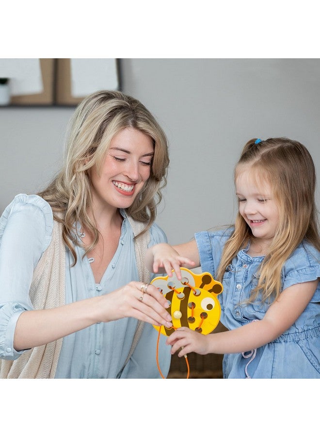 Sealive Wooden Lacing Toys For Toddlers - Fun And Educational Threading Set | Develop Fine Motor Skills | Durable Montessori Toy For Travel (Bee) - Image 5