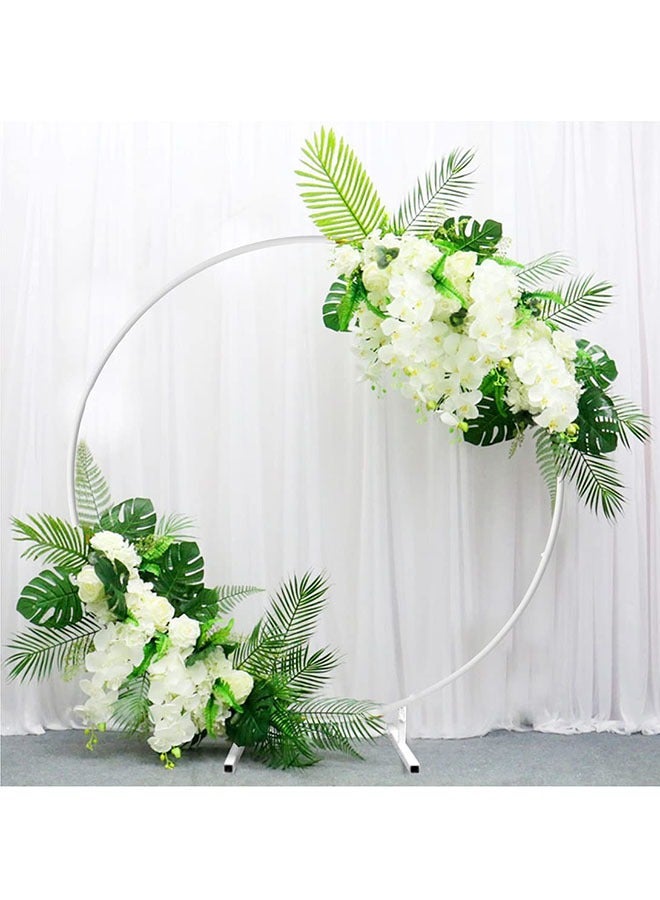 2m White Circle Round Backdrop Stand Party Wedding Decor Arch Metal Arch Decoration Balloon Garland Arch Holder Kit Birthday Graduation - Image 1