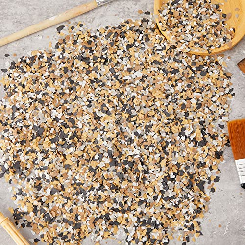 Timtin 700 G/ 1.54 Lb Blend Decorative Color Chips Concrete Floor Coatings Paint Flakes for Garage Floor Paint Interior Exterior Walls Floors(Black, White, Light Gray, Light Yellow, Light Coffee) - Image 2