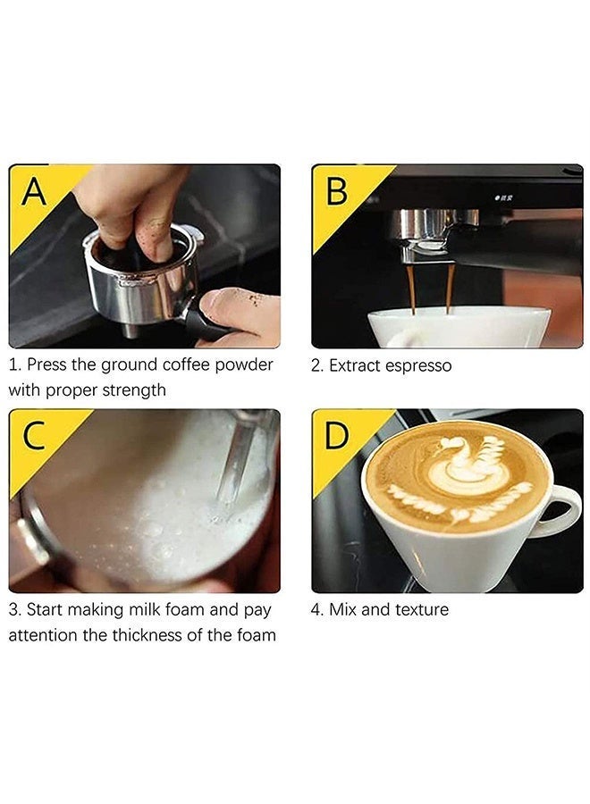 الحلم ماكينة صنع قهوة الإسبريسو التقليدية بمضخة، 15 بارًا مع عصا حليب رغوي، تحكم بلمسة واحدة خزان مياه قابل للإزالة سعة 1.6 لتر ماكينة صنع قهوة للكابتشينو واللاتيه والماكياتو مفاجأة صغيرة - Image 4