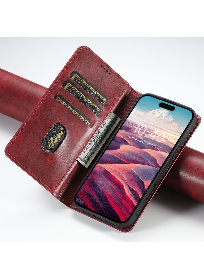 Suteni Case For iPhone 16 Pro J02 Oil Wax Wallet Leather Phone Case - Image 4