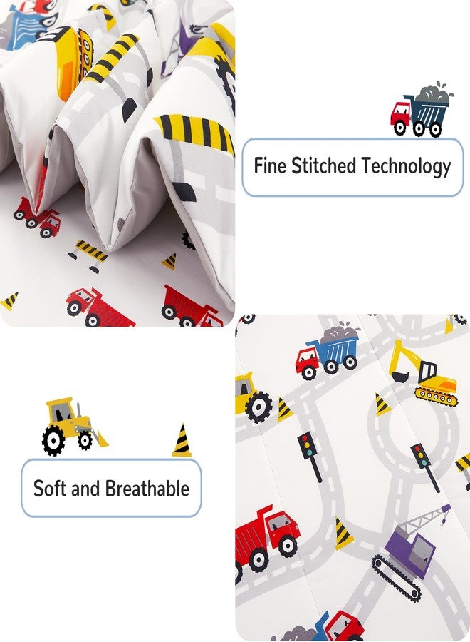 Viviland Kids Twin Bedding Sets for Boys, Girls Soft Twin Comforter Set with Sheets, 5 Pieces Microfiber Bed in a Bag, White Car Excavator - Image 3