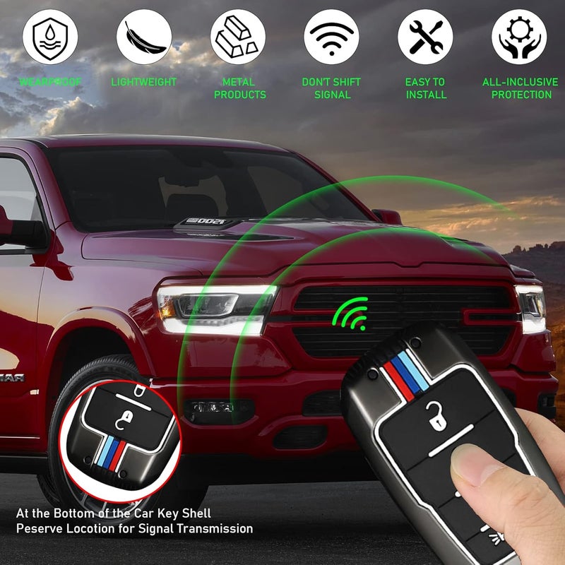 Moonlinks Compatible with 2019-2022 Dodge Ram 1500 2500 3500 Key Fob Cover, Grey, 2022 Ram Key Cover-4 Buttons-Gray, Casual - Image 3