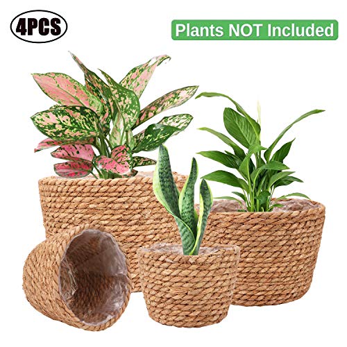 Ufrount Seagrass Planter Basket Stylish Planter Baskets for Indoor and Outdoor Plants Perfect for Flower Pots Cover and Room Decoration, Set of 4 - Image 4