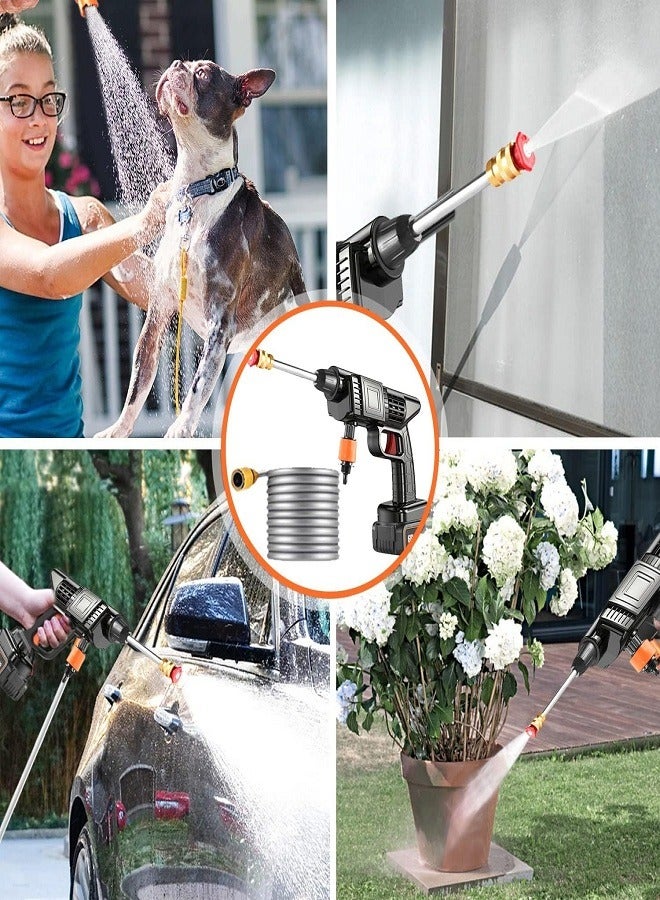 48V Portable Gun Design High Pressure Washer with Rechargeable Battery, Bottle, Hose and Nozzles for Car Washing, Flower Watering, Floor Cleaning - Image 3