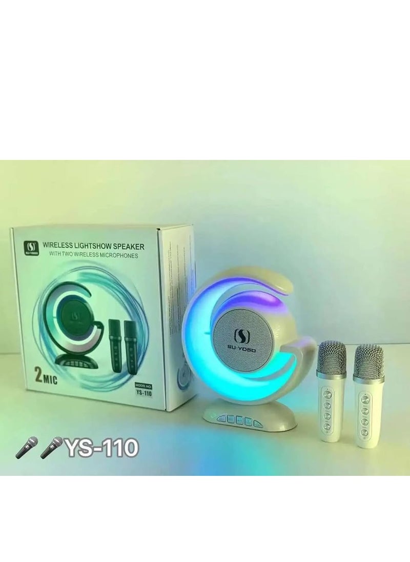 Generic YS-110 Karaoke Machine with Two Wireless Microphones Portable Bluetooths Speaker for Home Karaoke Birthday Party with Microfone Mic and Colorful LED  - Image 1