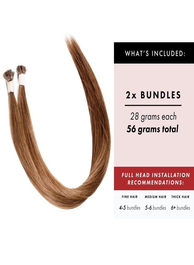 EVERLONG U Tip Hair Extensions by Everlong, Remy Human Hair, Fusion Glue Adhesive Method, Premium Keratin 56 gram Bundles, 20" #7 Sepia Brown - Image 4