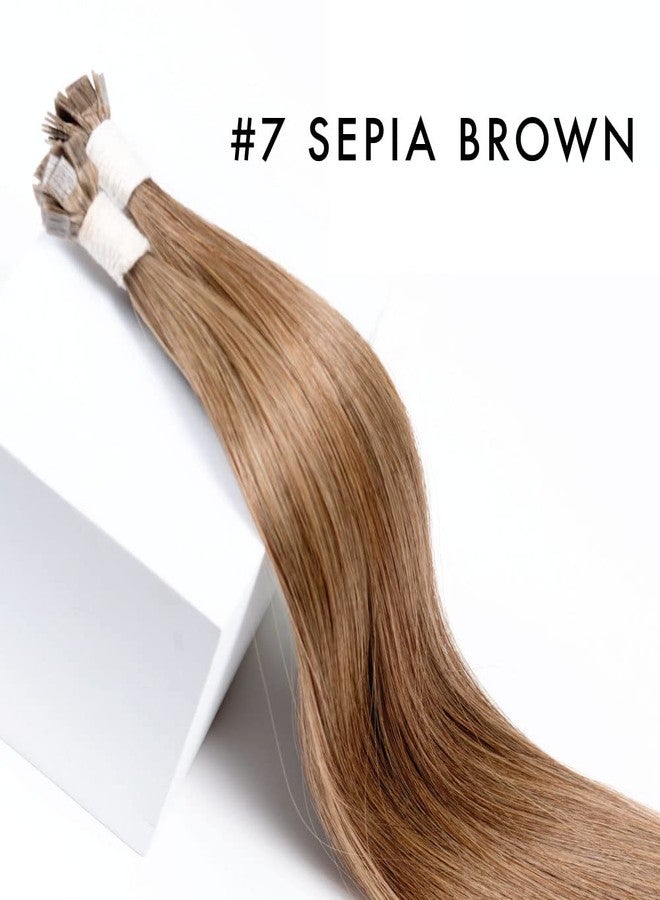 EVERLONG U Tip Hair Extensions by Everlong, Remy Human Hair, Fusion Glue Adhesive Method, Premium Keratin 56 gram Bundles, 20" #7 Sepia Brown - Image 2