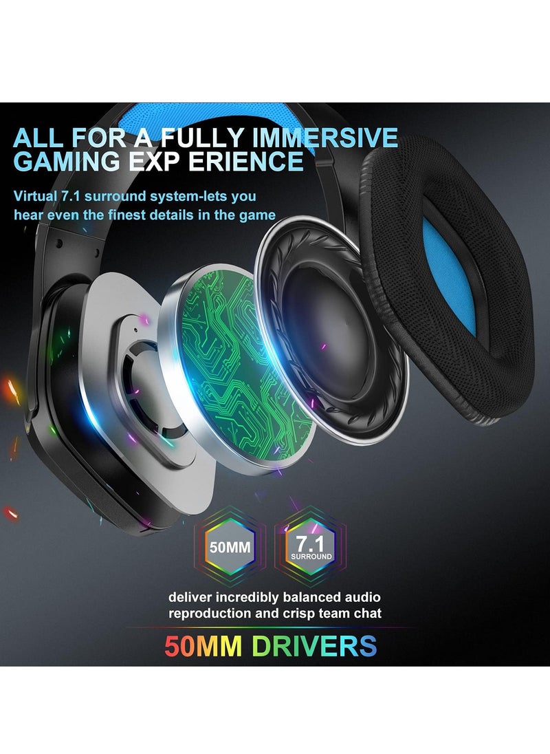 Generic L1 Gaming Headset, 7.1 Surround Sound PS4 Headset with Microphone, For Games, PC Headphones, Heavy Bass, Telescopic, Noise Isolation, Wired, FPS Compatible, LED Light,  - Image 5