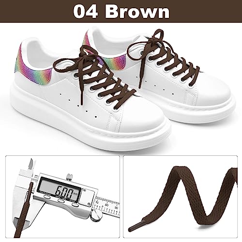 DELELE Flat Shoe Laces for Sneakers: 63 inch Brown 6/25 inch Narrow Athletic Shoelaces 2 Pair - Image 3