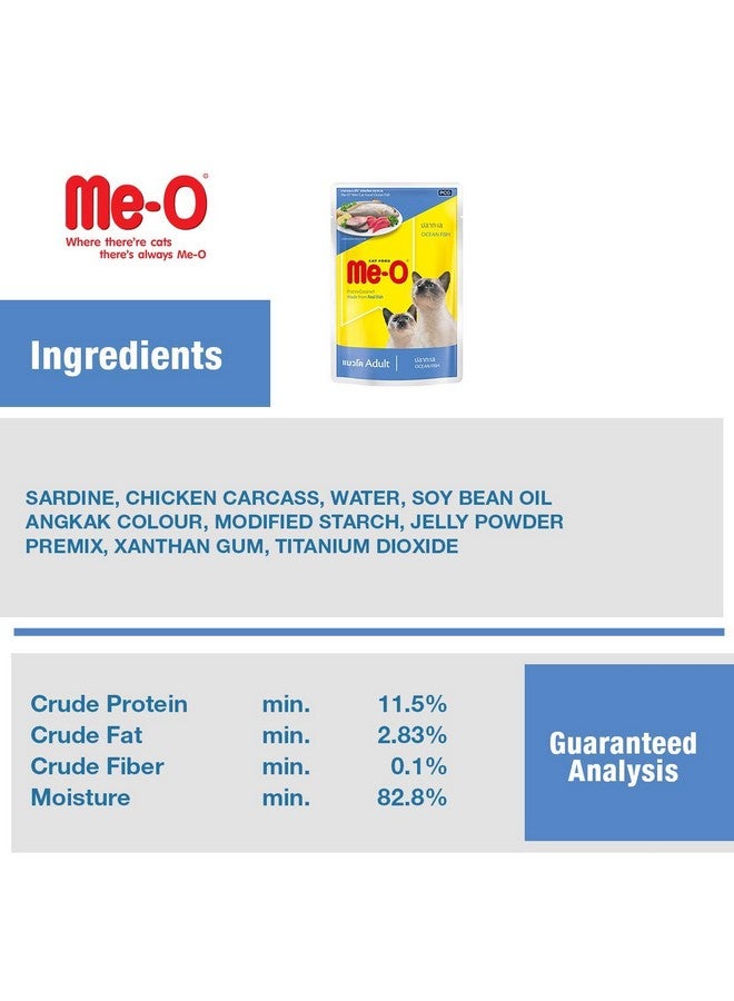 Me-O ME-O Wet Pouch Adult CAT Food Ocean Fish Flavour 80 G Pack of 6, 480g - Image 4
